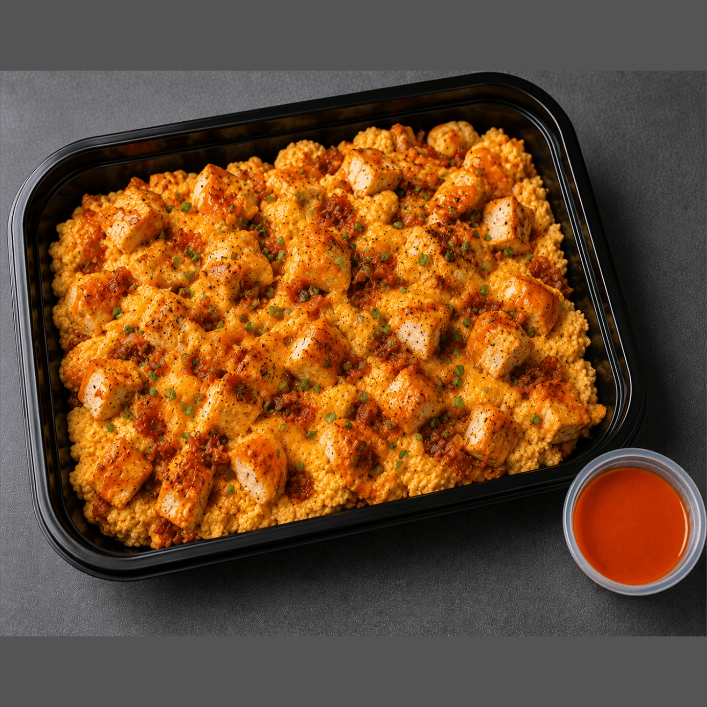 Loaded Buffalo Chicken Scrambled Egg Box