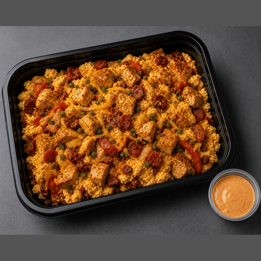 Cajun Chicken & Chorizo Loaded Scrambled Eggs